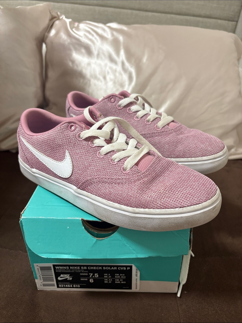 Nike Pink Canvas Low-Top Sneakers with White Swoosh